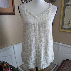 St Tropez Gold Paisley Linen Tank Top